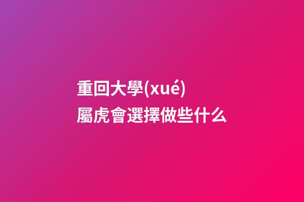 重回大學(xué) 屬虎會選擇做些什么